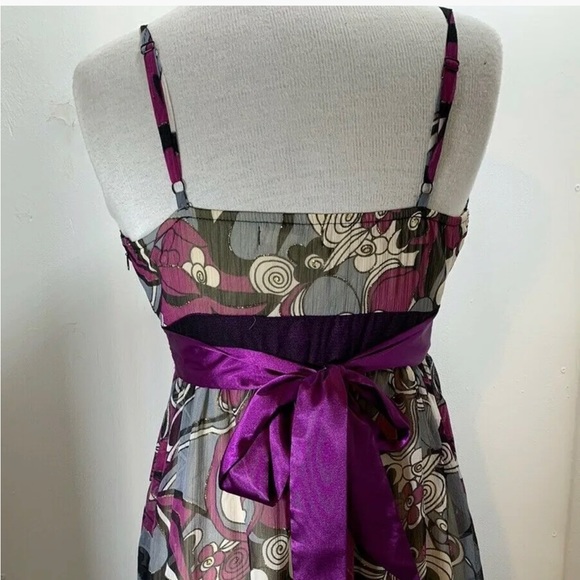 Lucy Collection Floral Midi Dress Purple Straps Black Mix Floaty V-Neck UK12 - Picture 14 of 14